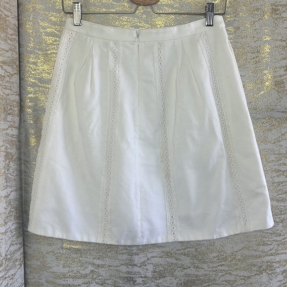 J. Crew Womenโs White Lace Striped Cotton Skirt With Pockets Size 2 - Picture 8 of 15